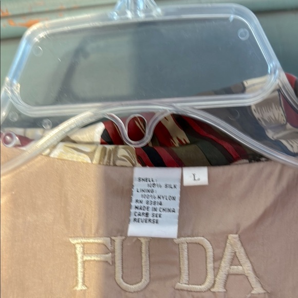 FU DA International Silk Cream and Brown Floral Bomber Jacket Abstract Print - Picture 10 of 14